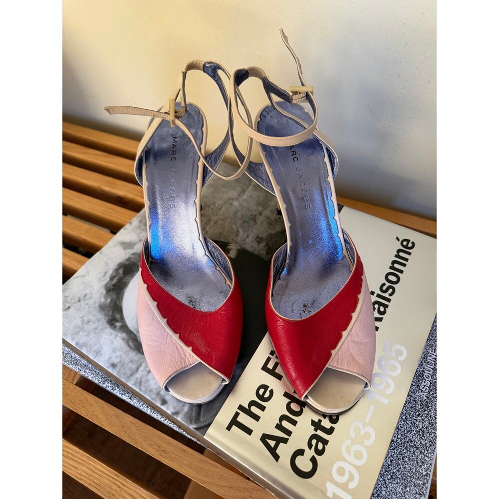 Vintage Marc Jacobs Colorblock Leather Ankle Strap Heels Size 38.5 - Picture 3 of 7